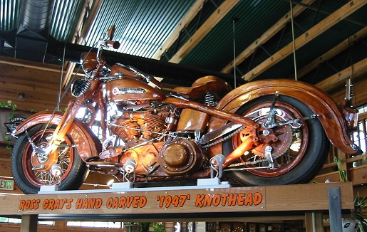 A Full Sized Harley Carved Out of Wood