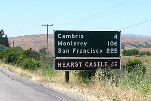 The Mileage Sign From Hwy 46 and Hwy 1. 