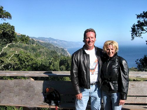 Mrs. Cyclerides and Me on the Patio of Napenthe