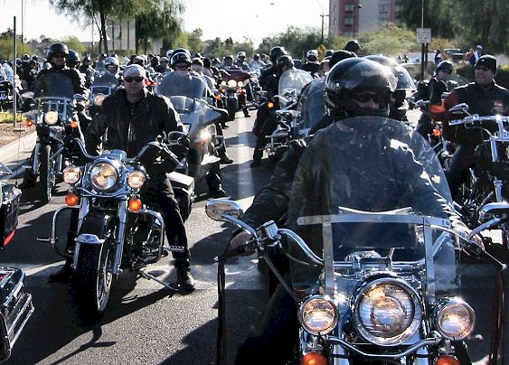 Bikes Lined Up Ready To Leave