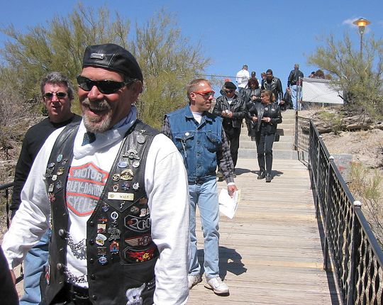 Riders coming into lunch area