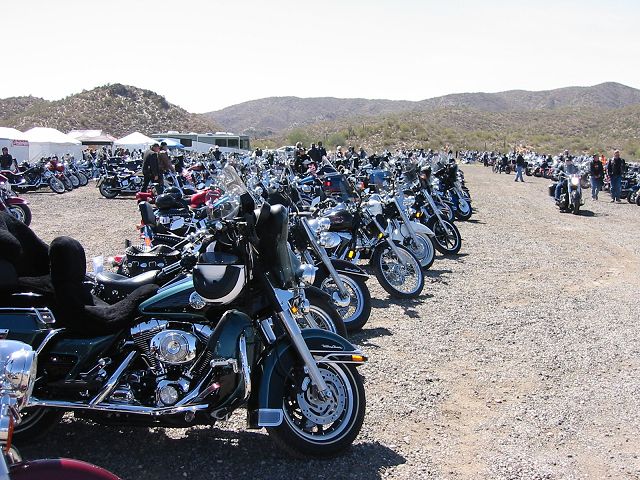 The many bikes in the parking area