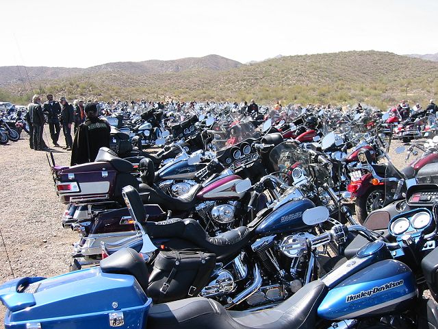 The many bikes in the parking area