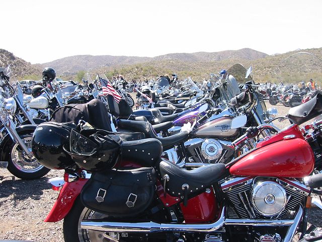 The many bikes in the parking area