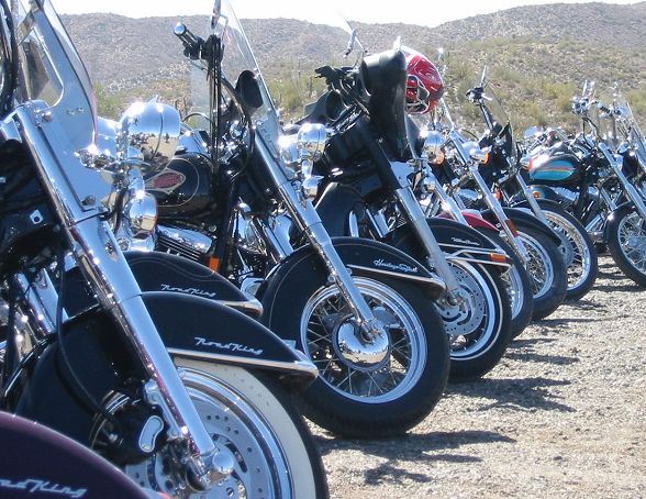 The many bikes in the parking area