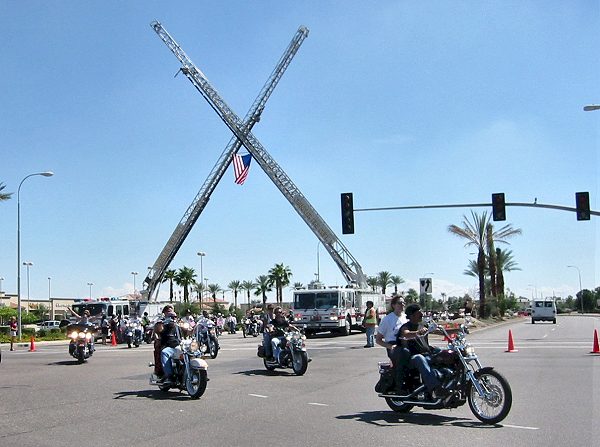 Riding Through The Ladder Trucks
