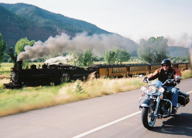 Passing Silverton Train, Durango, Colorado