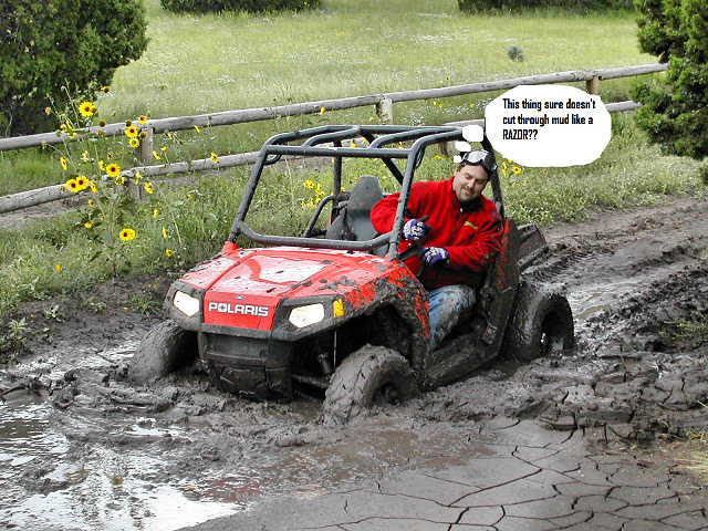 Tyler Tests out the RZR in the mud. 