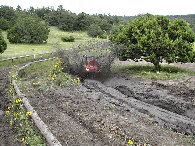 Tyler Tests out the RZR in the mud. 