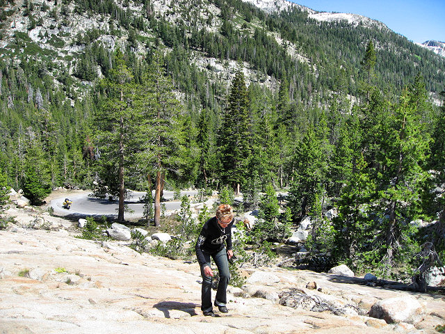 Mrs. C. Climbing the Granite