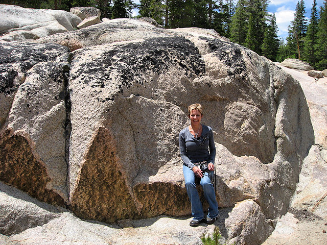 Mrs. C. on a Huge Chunk of Granite