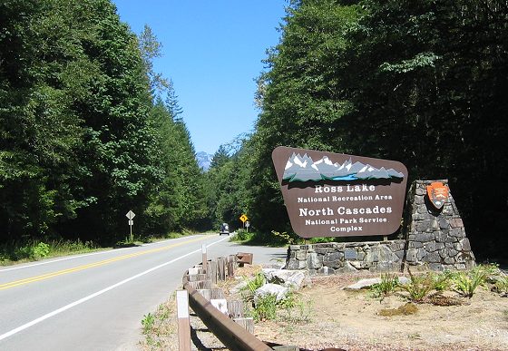 Sign to the North Cascades Ross Lake