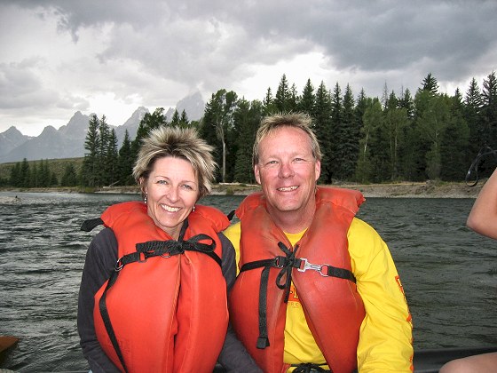 Mrs. C. and Barry on Float Trip Down Snake River in Teton National Park