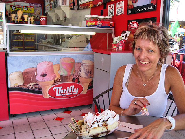 Mrs. C. sharing some Ice Cream with me.